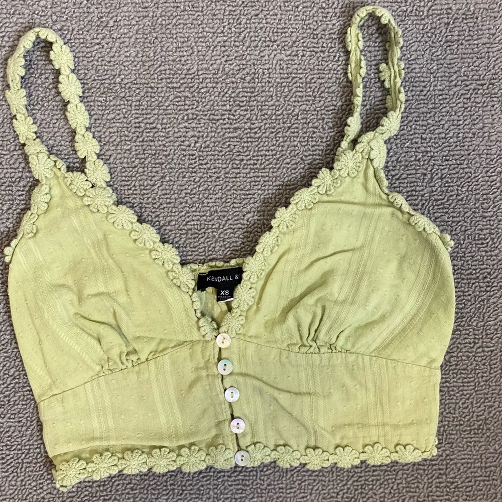 Kendall & Kylie Green Boho Festival Floral Crop Beach Summer Spring Cottagecore